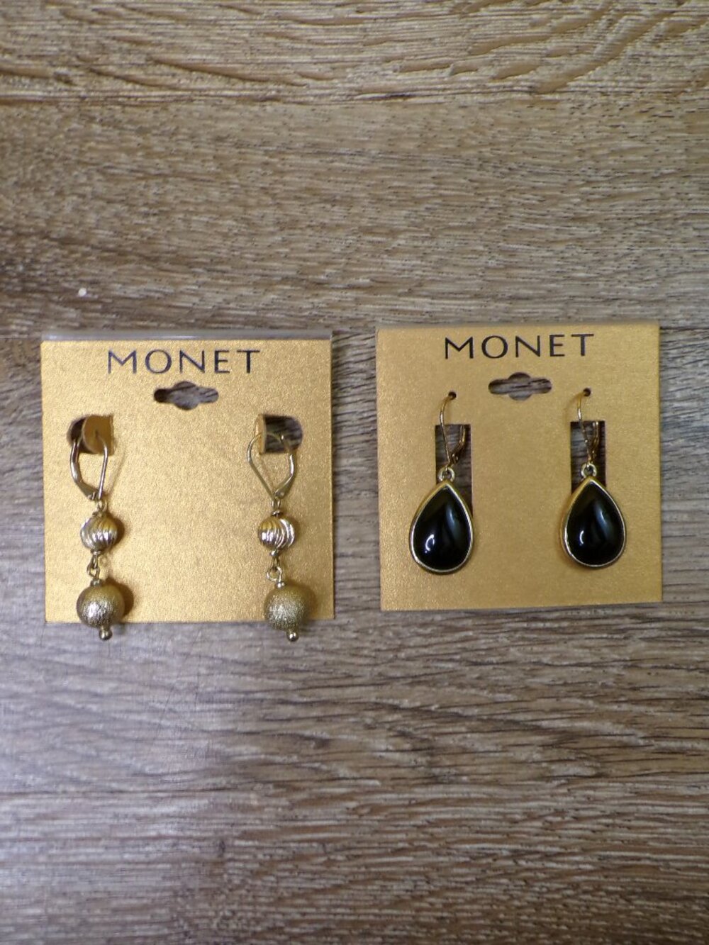 Monet Earrings NWT Ladies Gold Tone Dangling Earrings - 2 Pairs